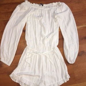 White off the shoulder Ruffle romper